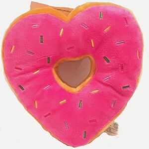 Giftable World Strawberry Heart Valentine Donut Dog Toy with Squeaker